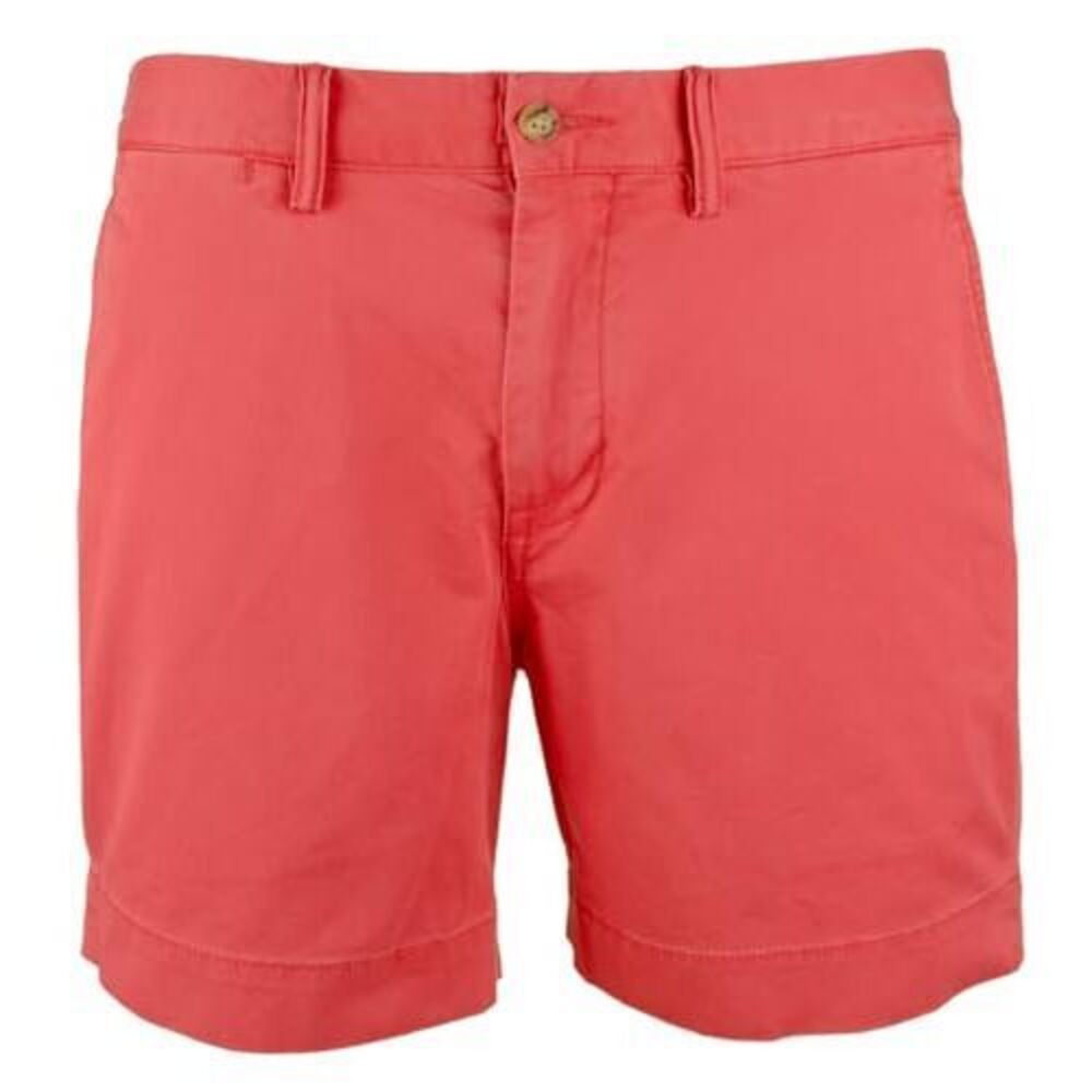 NWT Men's Stretch Straight Fit 6 Inch Flat Front Chino Shorts Red 34$ 98.5